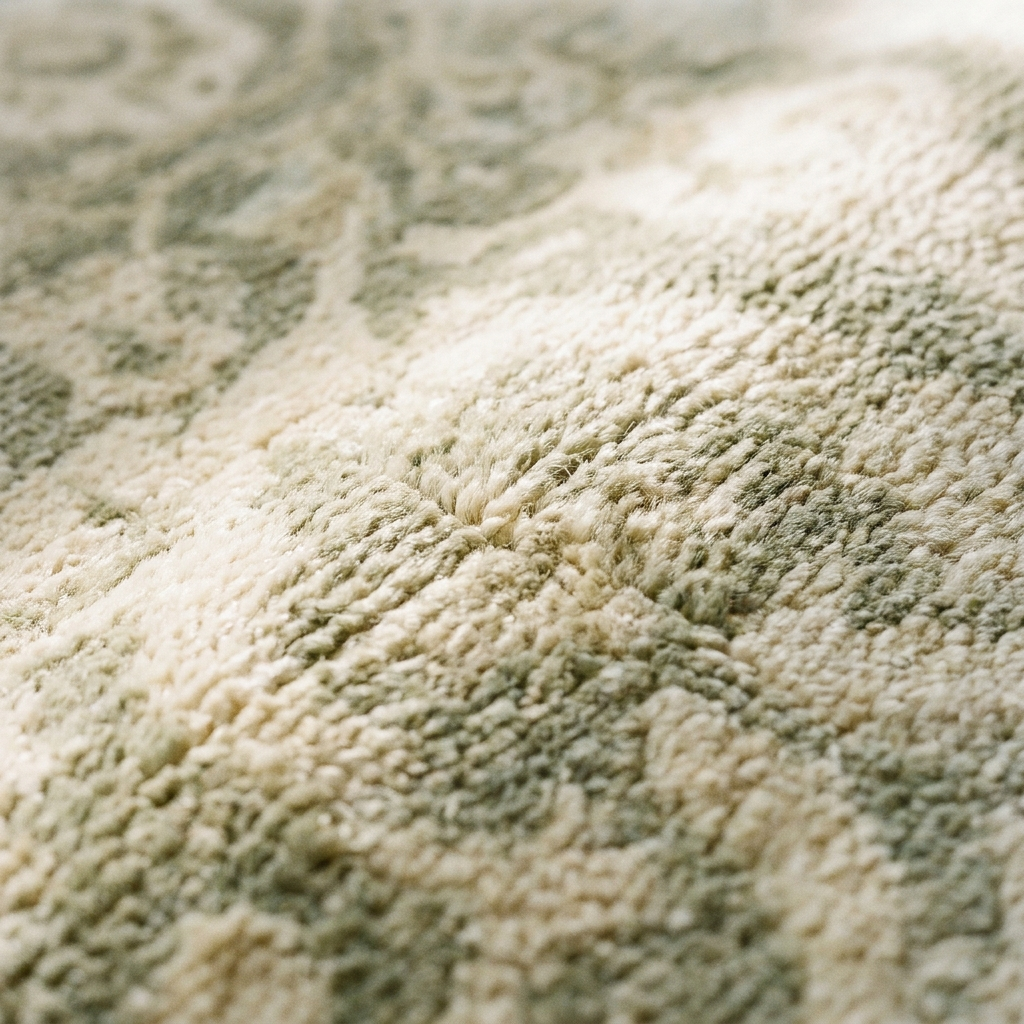 Hand-knotted wool area rug detail
